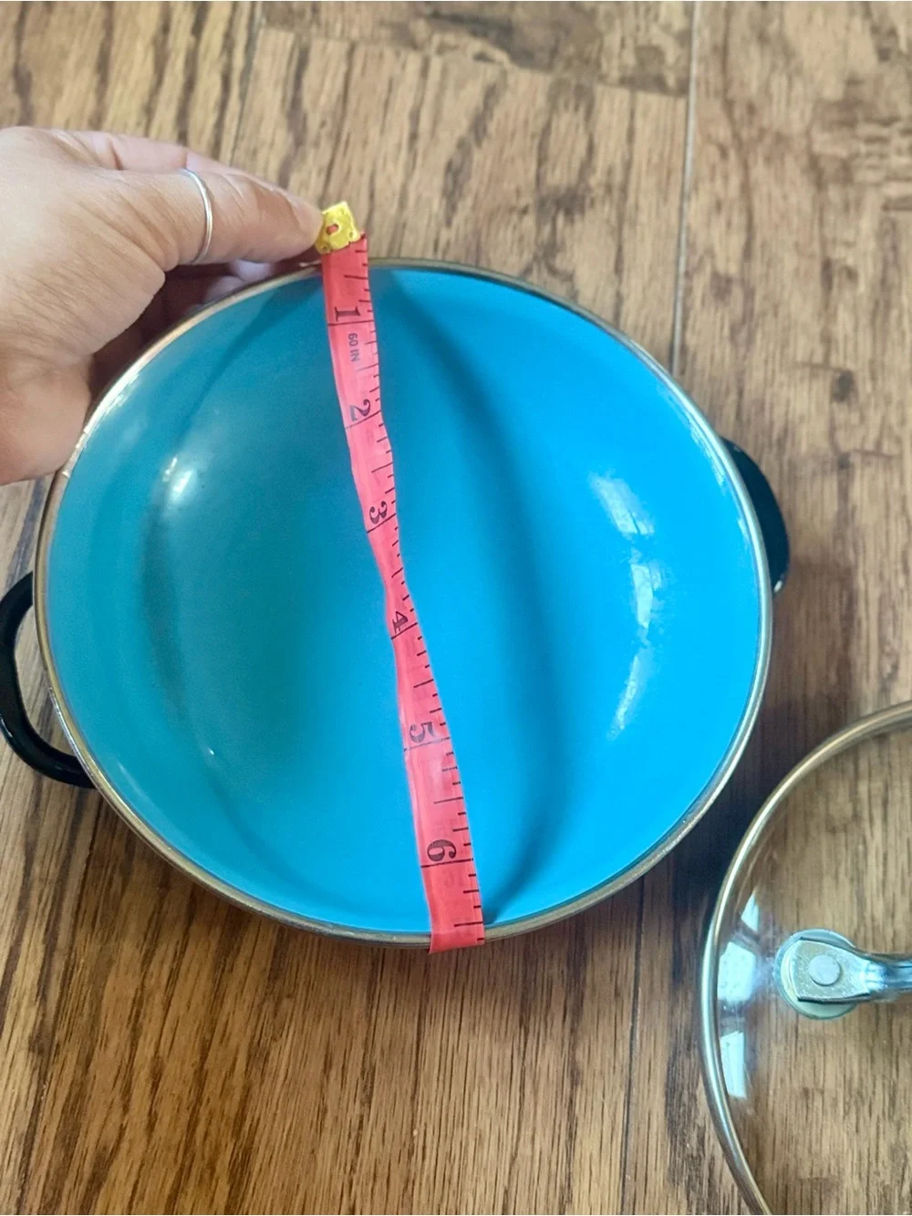 Vintage MCM 70s Enamel Enamelware Pan With Lid Emo Celje Yugoslavia Blue 15